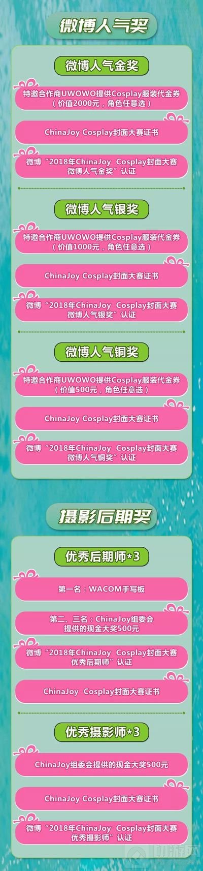 2018ChinaJoy Cosplay封面大赛豪华奖品公布